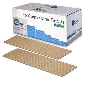 Eden Products, Set of 15 Carpet Stair Treads, Color - Beige - 30" x 8".